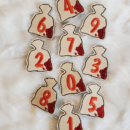 Sack-headed creature Days Till Halloween countdown embroidery design