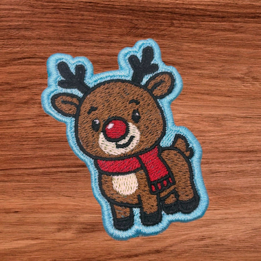 Santa's Deer Patch Embroidery Design