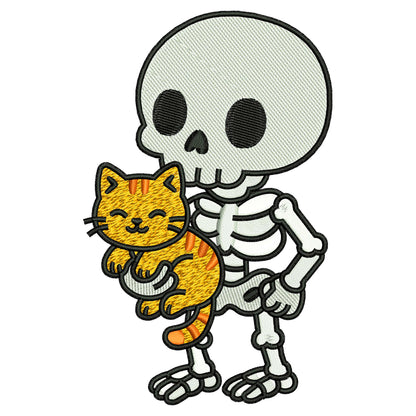 Skeleton with a Kitty Embroidery Design