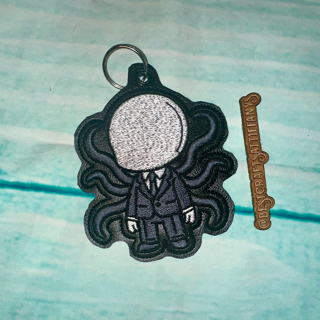 Slenderman Snap Tab & Eyelet Fob