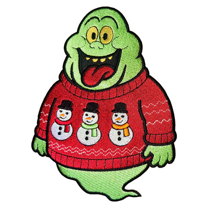 Slimer in a Sweater Patch Embroidery Design