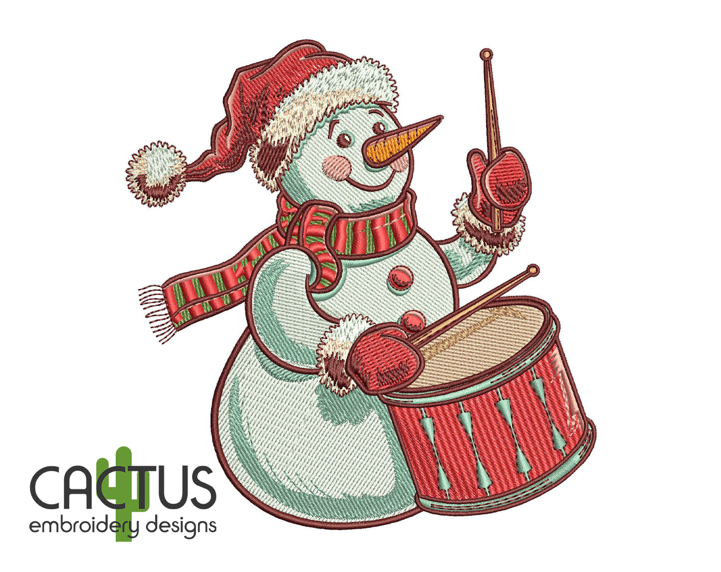 Snowman Drummer Embroidery Design