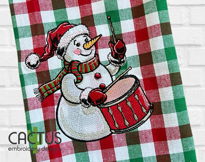 Snowman Drummer Embroidery Design