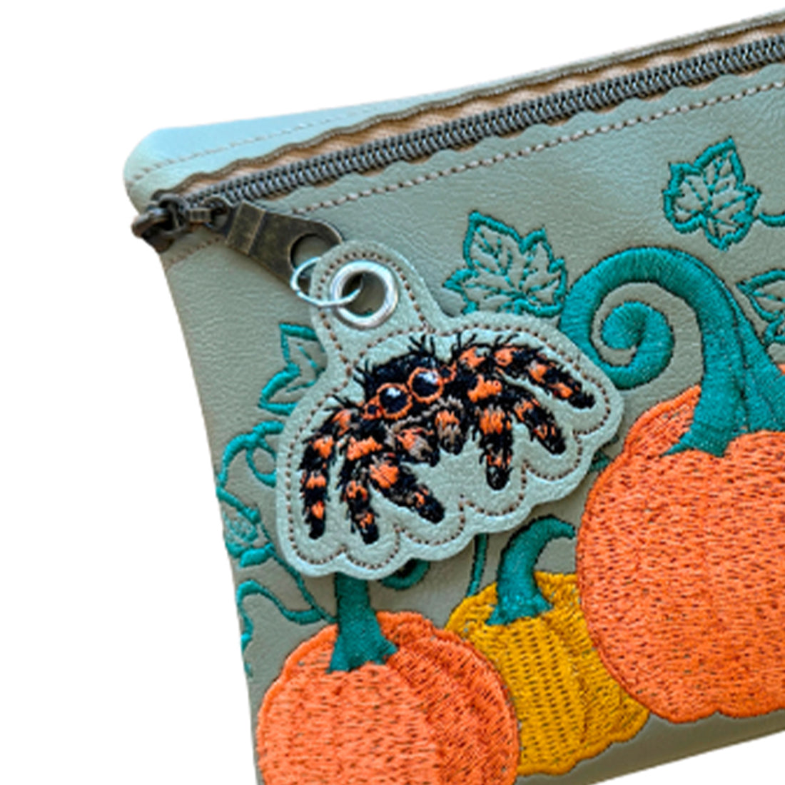 Spider eyelet fob ITH embroidery design, cute jumping spider for keychains and bag charms