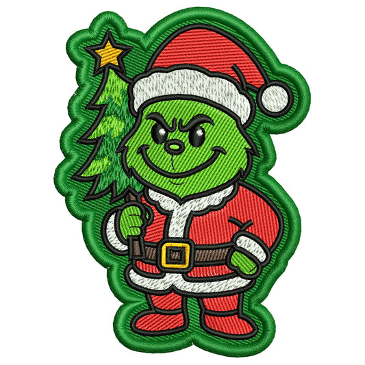 Steals the Christmas Tree Patch Embroidery Design