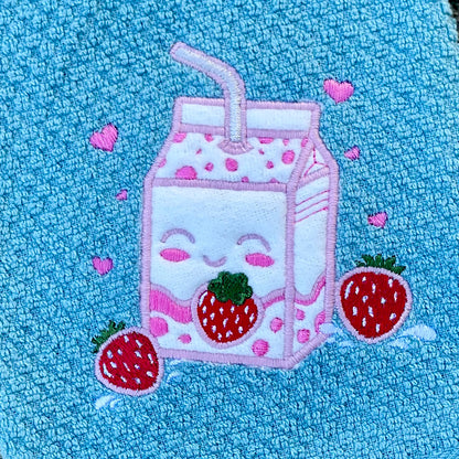 Strawberry Milk Applique Embroidery Design