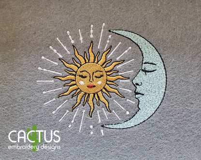 Sun and Moon Embroidery Design