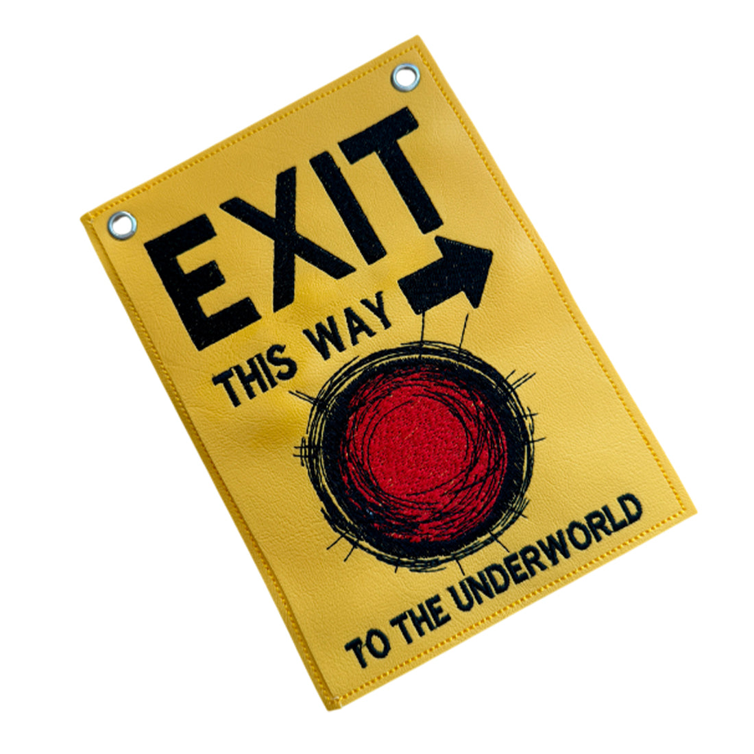 Exit to the Underworld Halloween decoration arrow sign and patch machine embroidery design