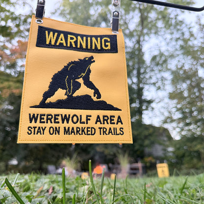Werewolf Area Halloween decoration warning door sign and patch machine embroidery design