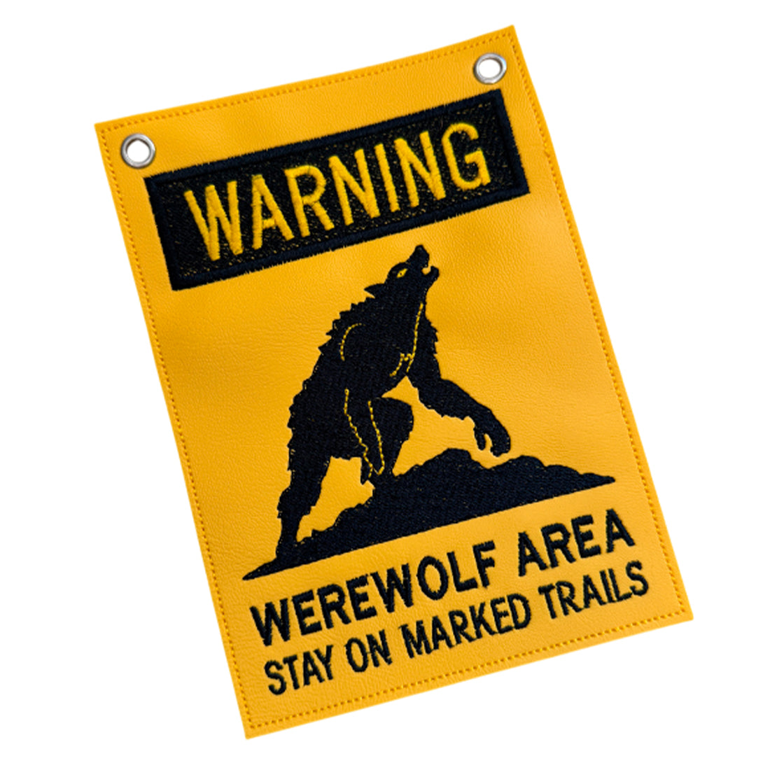 Werewolf Area Halloween decoration warning door sign and patch machine embroidery design