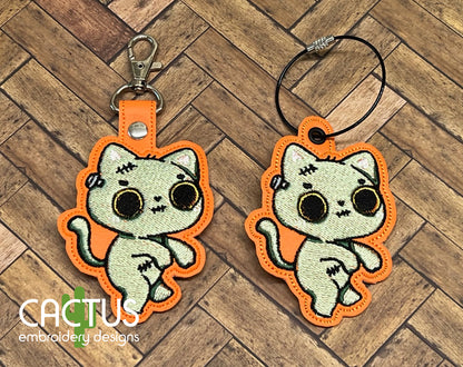 Zombie Cat Snap Tab & Eyelet Fob