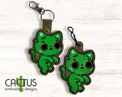 Zombie Cat Snap Tab & Eyelet Fob