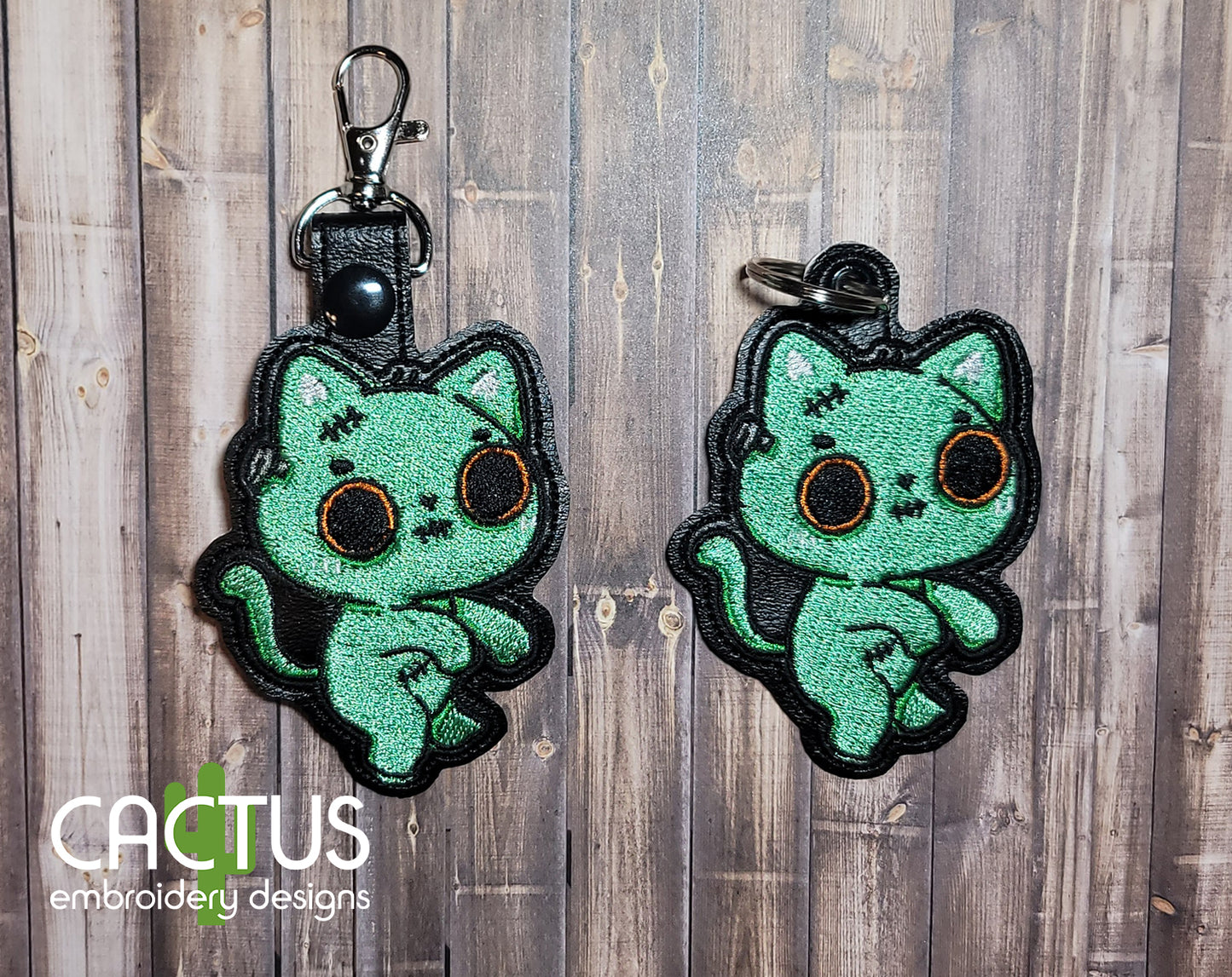 Zombie Cat Snap Tab & Eyelet Fob