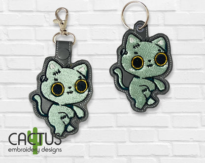 Zombie Cat Snap Tab & Eyelet Fob