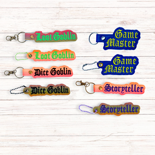 Classes 4th Bundle of Eyelet Fob & Snap Tab (Dice Goblin, Game Master, Loot Goblin, Storyteller)