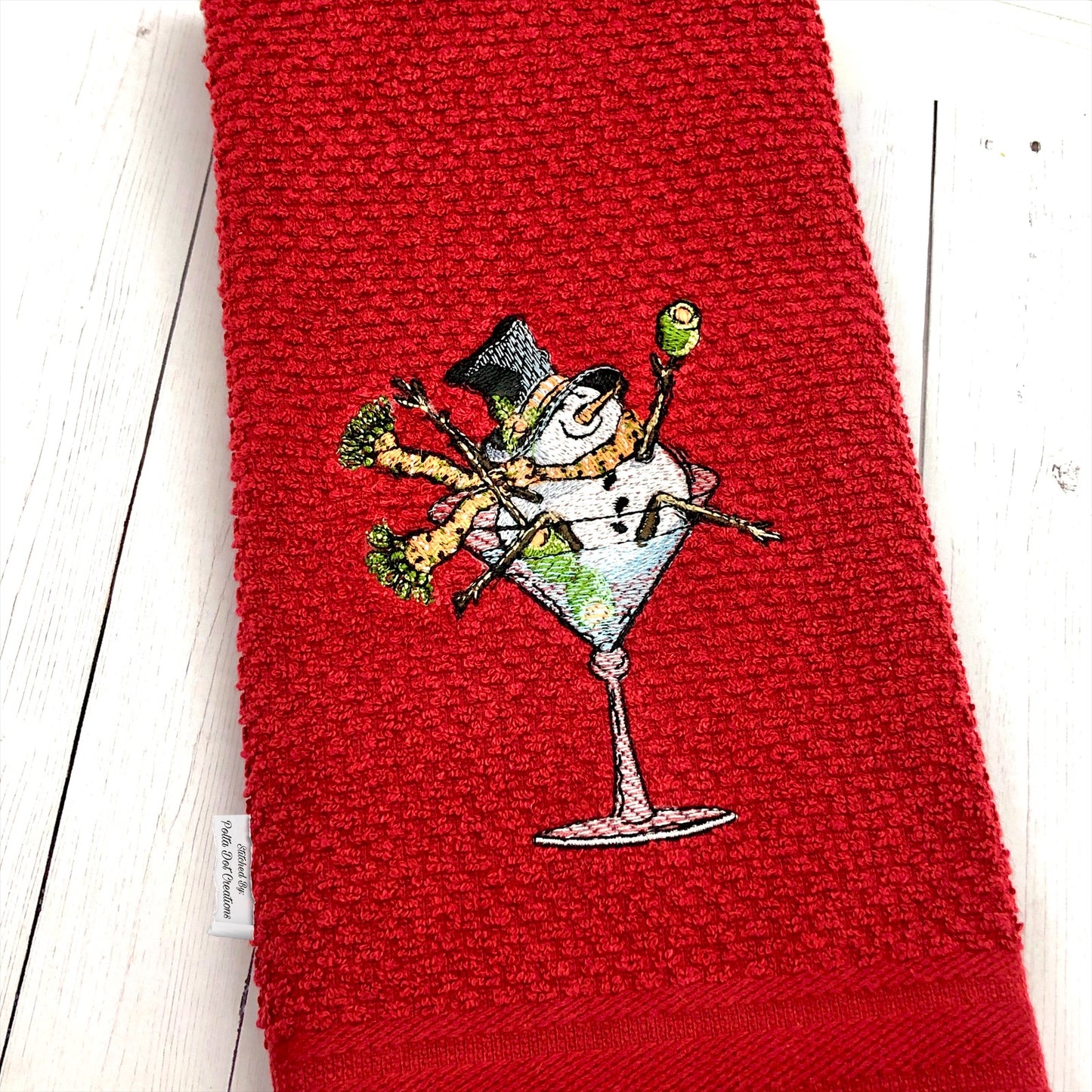 Martini Snowman Embroidery Design