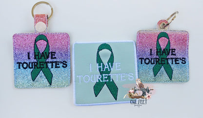 Tourette Syndrome Awareness Snap Tab, Eyelet Fob & Patch Embroidery Design