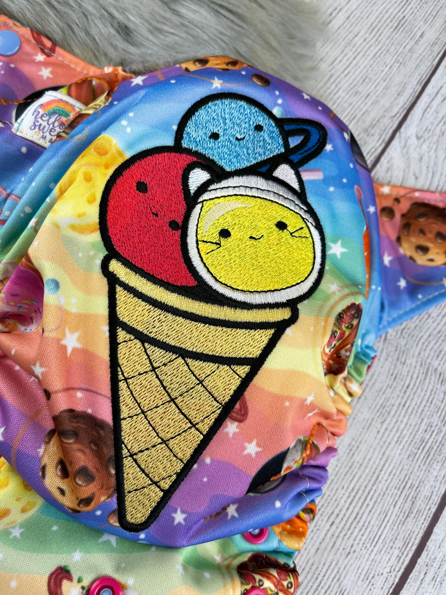 Space Ice Cream Embroidery Design