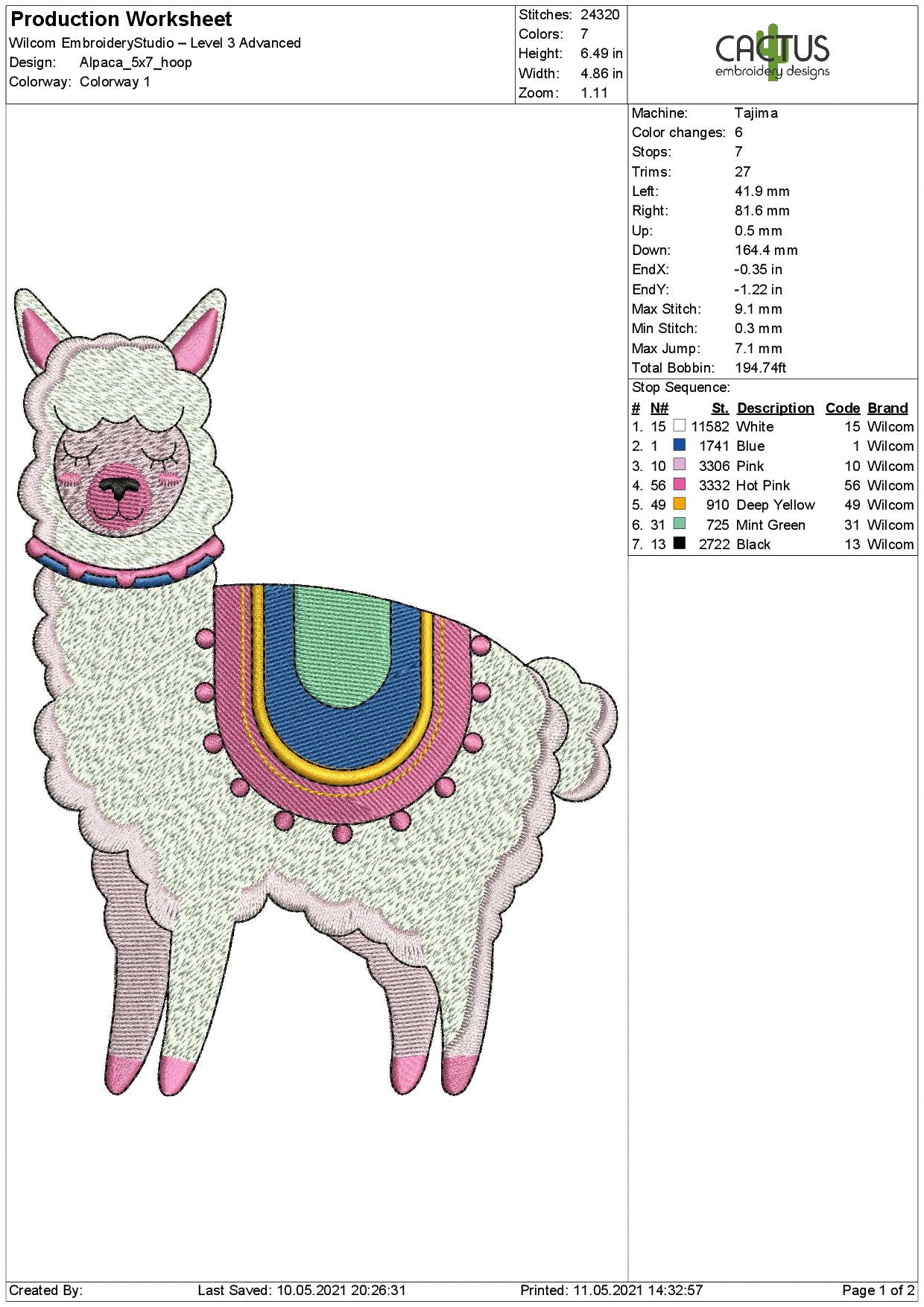 Alpaca Embroidery Design