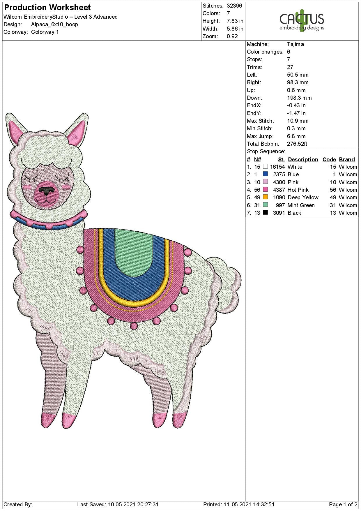 Alpaca Embroidery Design