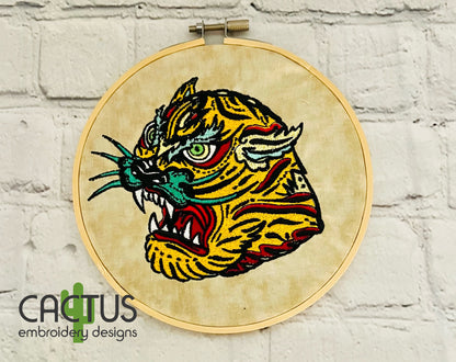 Angry Tiger Tattoo Embroidery Design