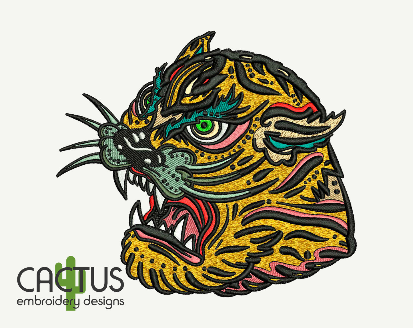 Angry Tiger Tattoo Embroidery Design