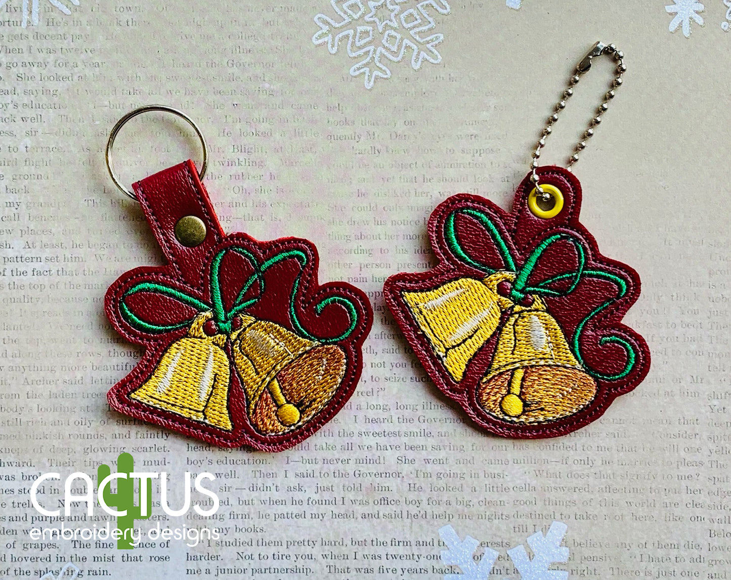 Bells Embroidery Design, Eyelet Fob, Snap Tab & Feltie