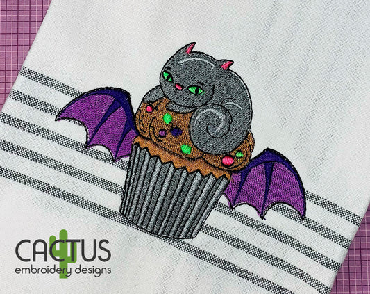 Black Cat Cupcake Embroidery Design