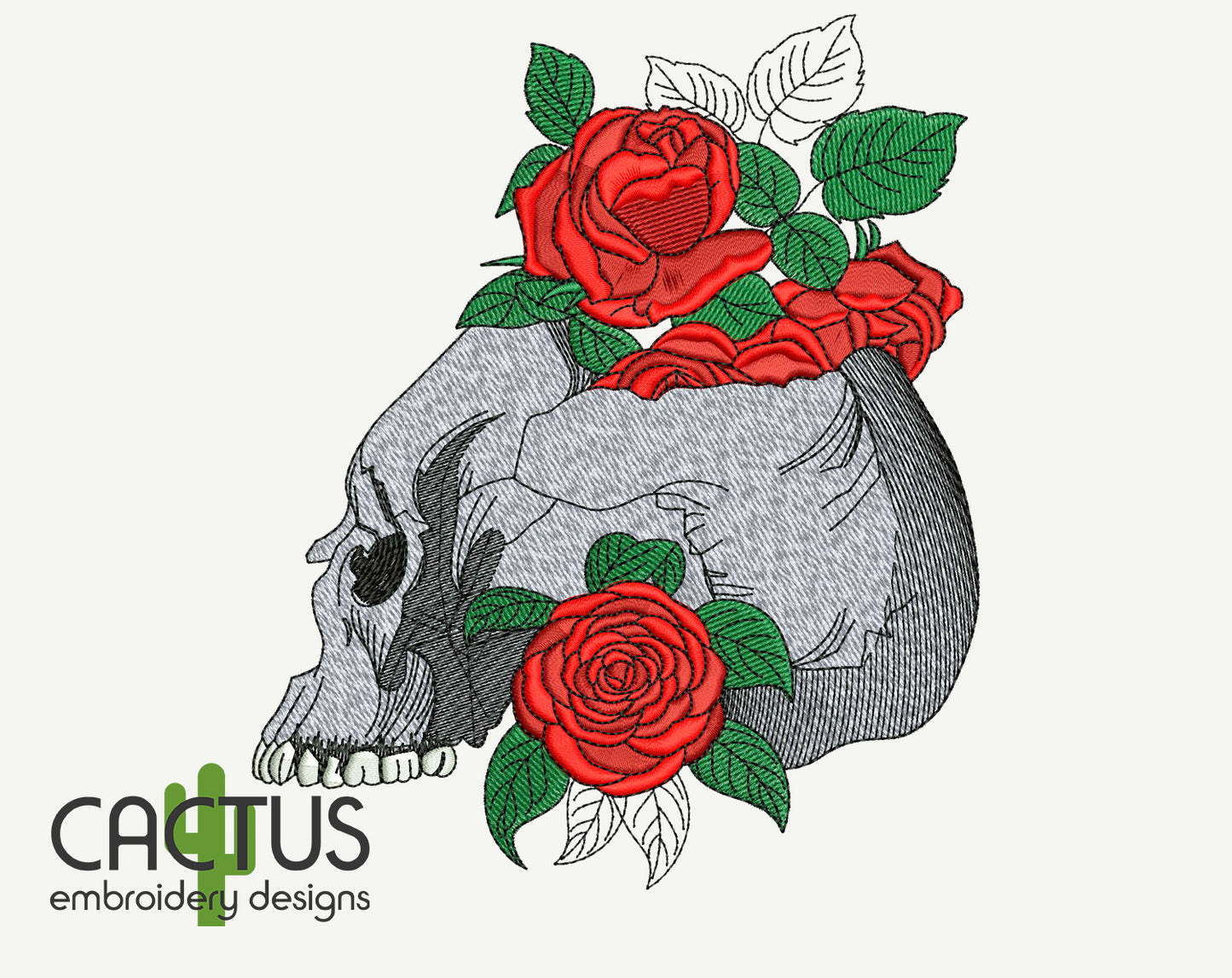 Broken Skull Embroidery Design