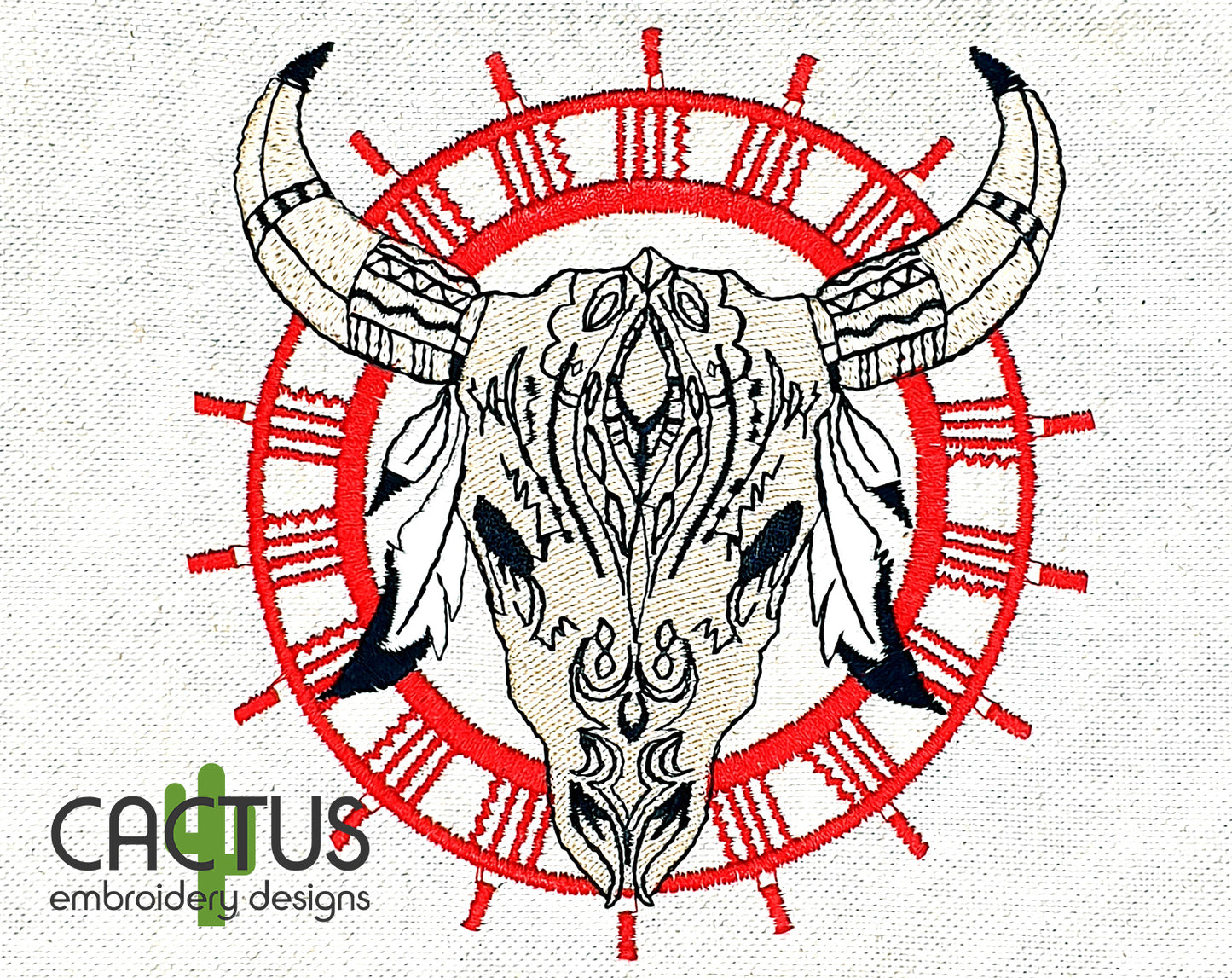 Bull Skull Embroidery Design