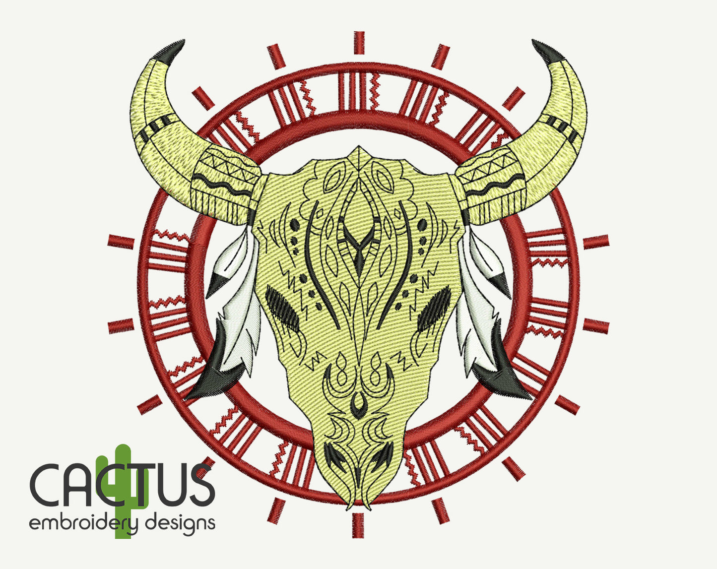 Bull Skull Embroidery Design