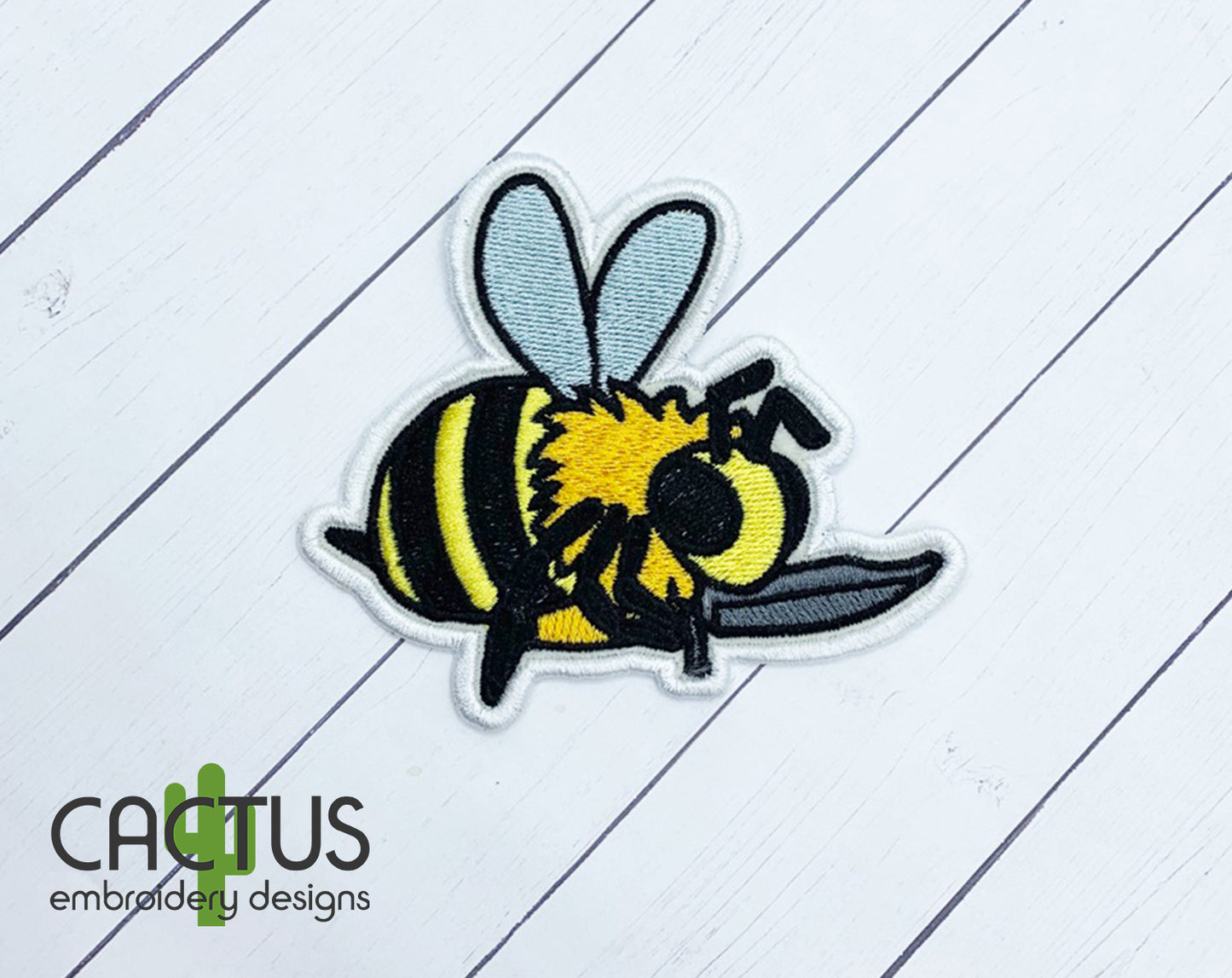 Bee with a Knife Patch Embroidery Design
