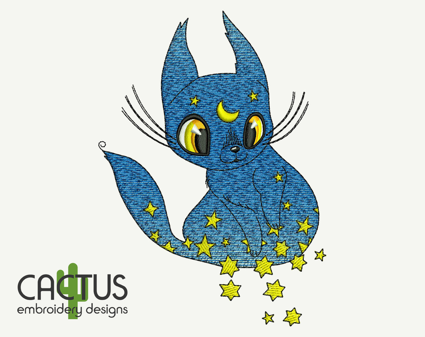 Celestial Cat Embroidery Design