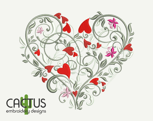 Charming Heart Embroidery Design