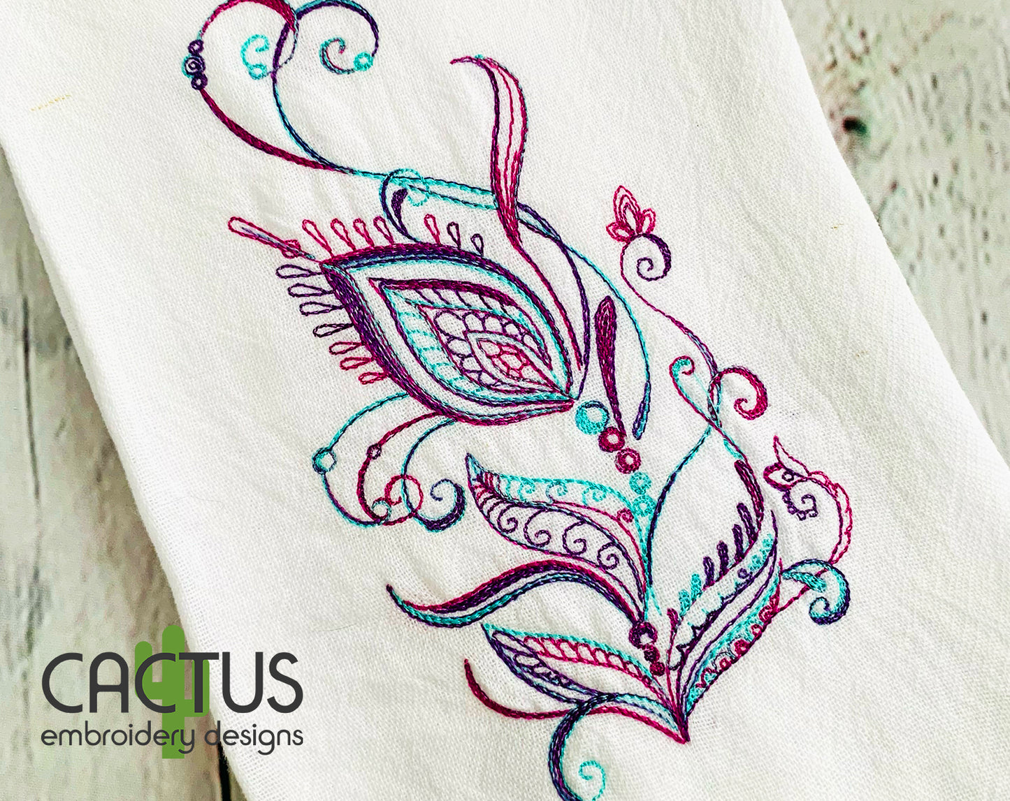 Colorful Feather Embroidery Design