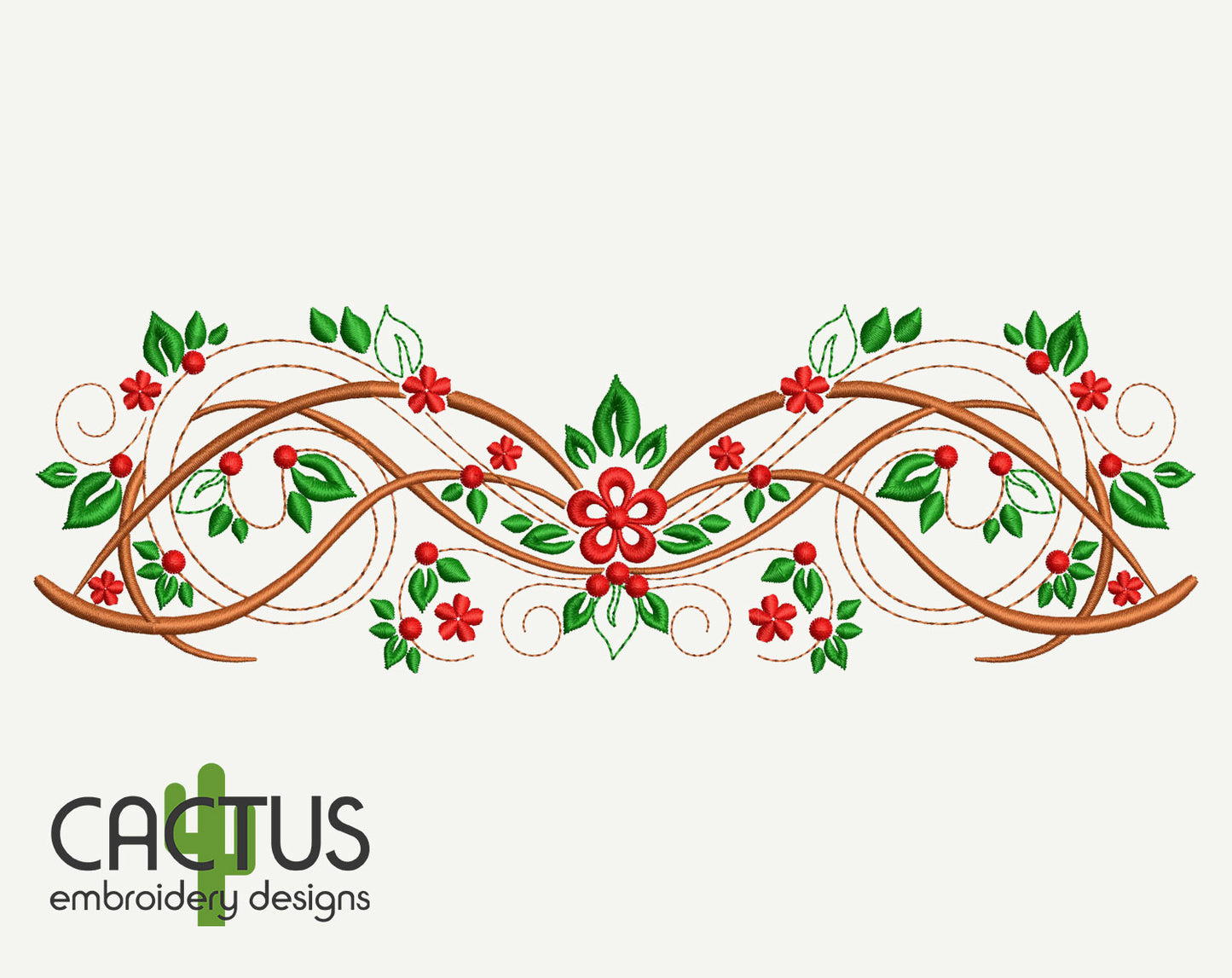 Curly Floral Pattern Embroidery Design