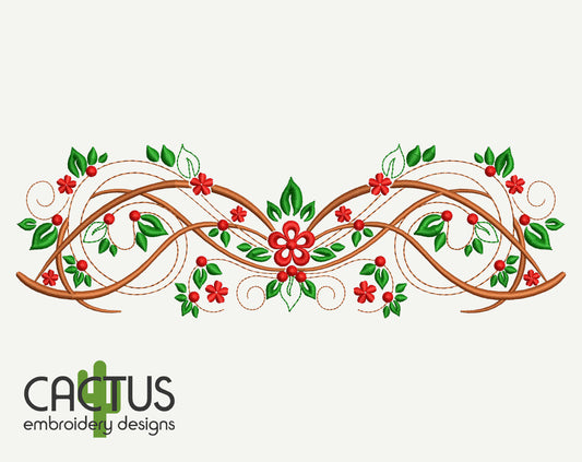 Curly Floral Pattern Embroidery Design