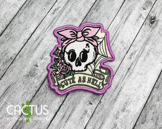 Cute as Hell Patch Embroidery Design