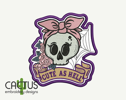 Cute as Hell Patch Embroidery Design