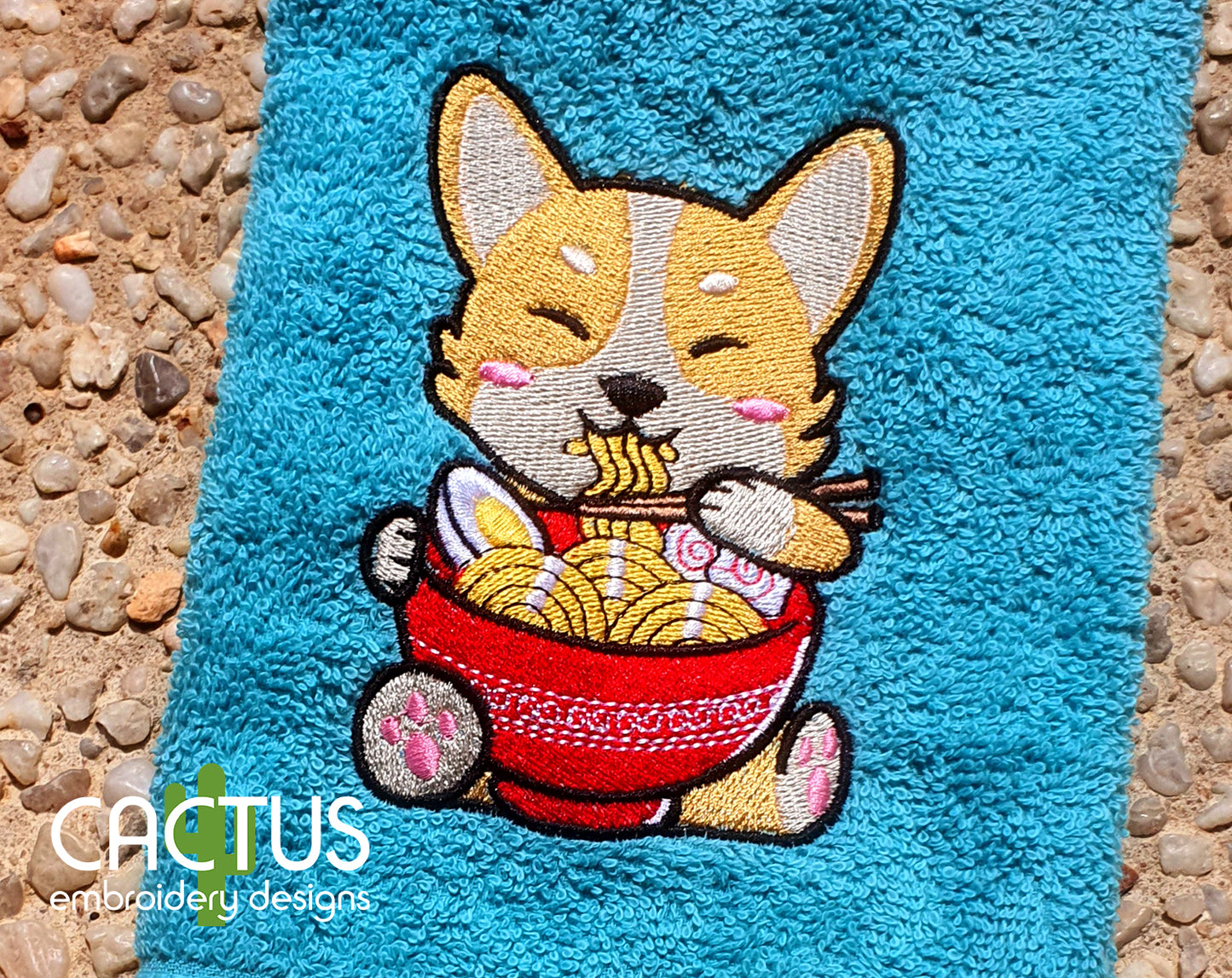 Doge with Ramen Embroidery Design