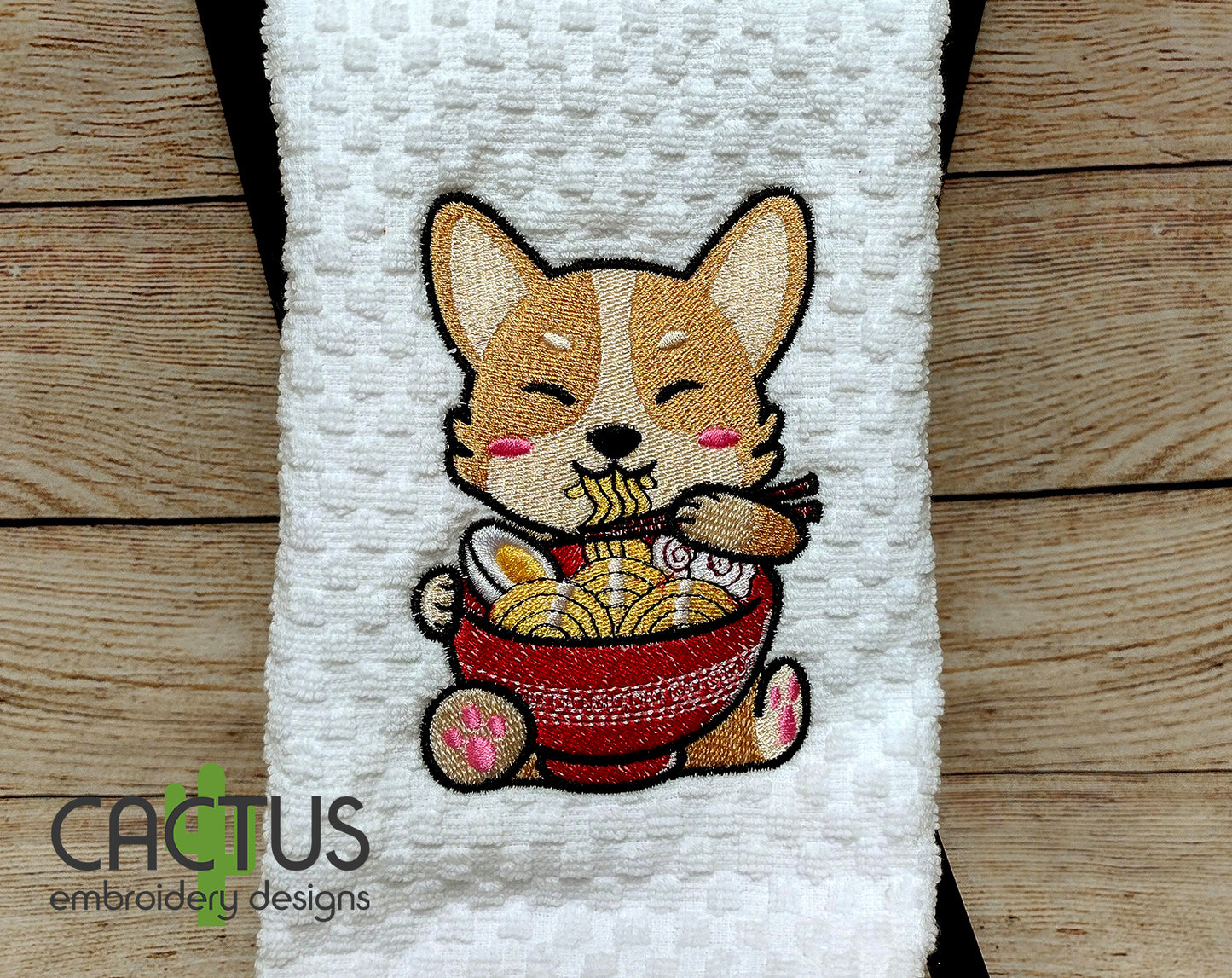 Doge with Ramen Embroidery Design