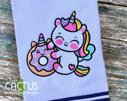 Donut Unicorn Embroidery Design