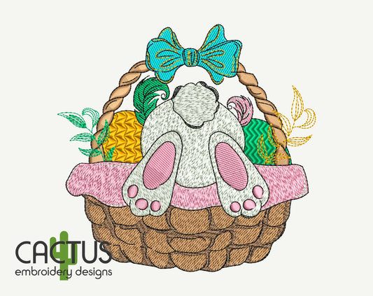 Easter Bunny Basket Embroidery Design