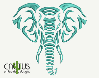 Elephant Head Embroidery Design