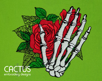 Floral Skeleton Palm Embroidery Design