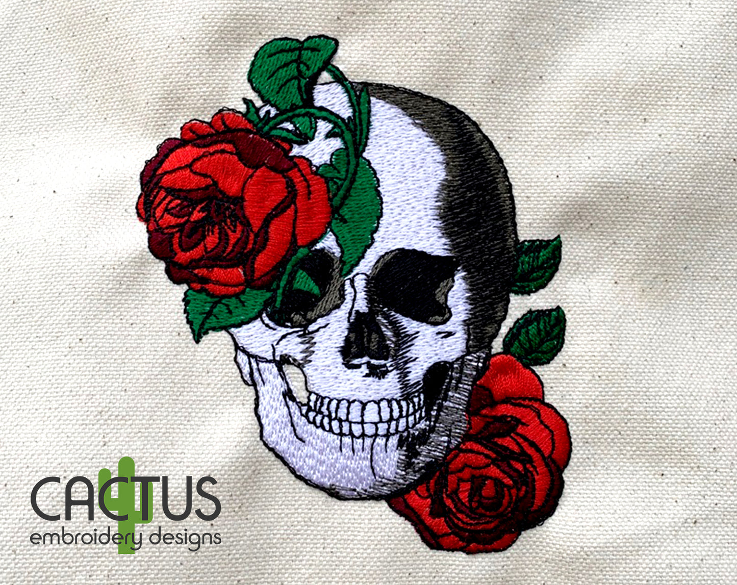 Floral Skull Embroidery Design