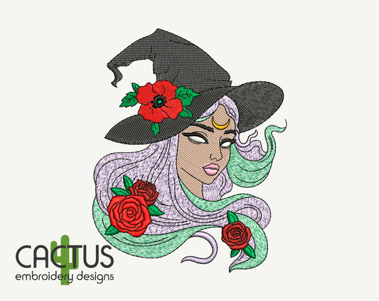 Flower Witch Embroidery Design