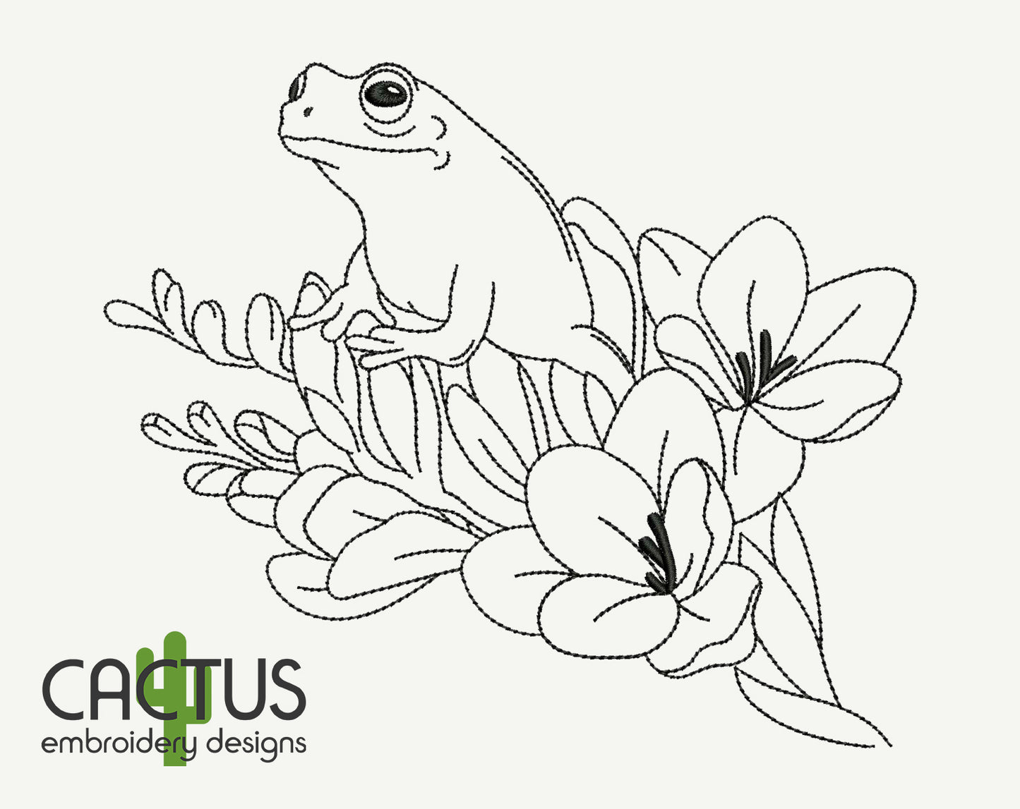 Frog Sakura Embroidery Design