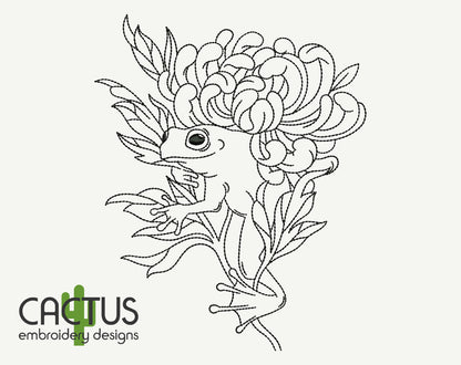 Frog on a flower Embroidery Design