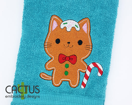 Gingerbread Cat Embroidery Design